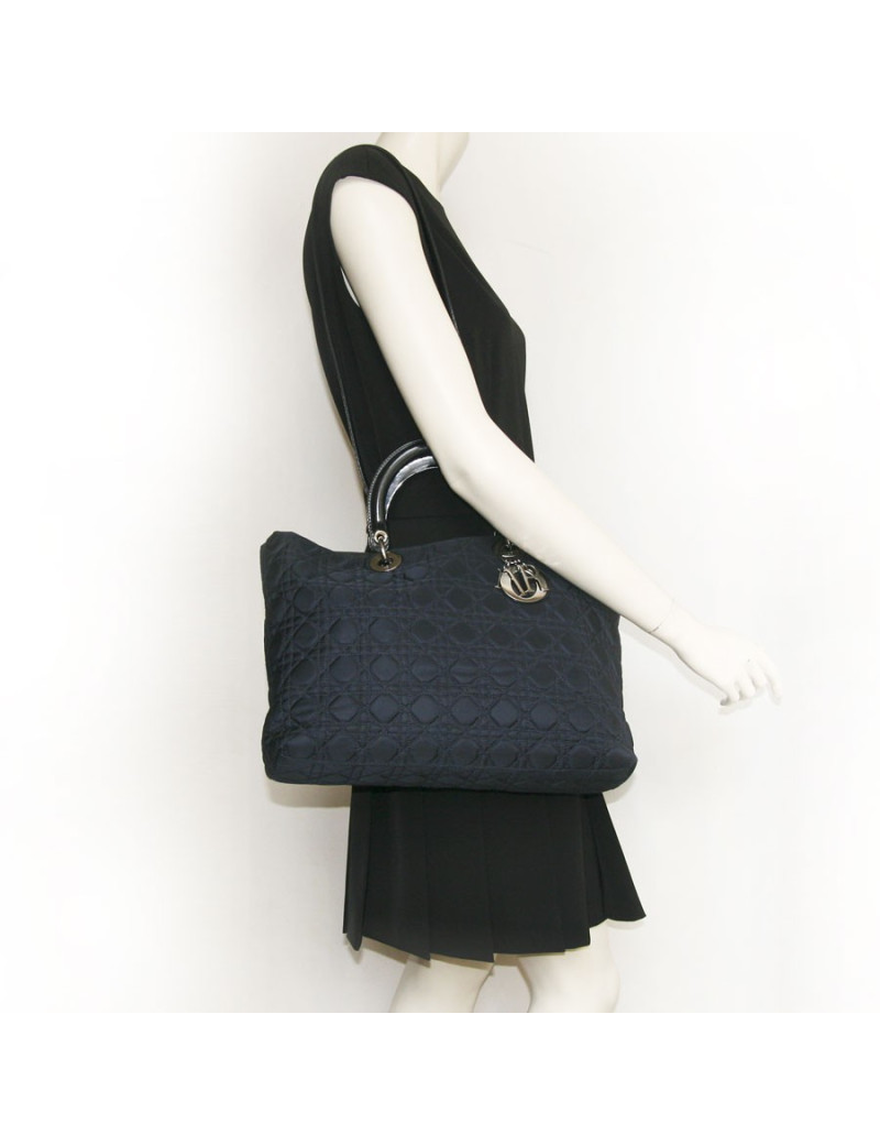Sac Lady Dior de  DIOR en tissu bleur marine