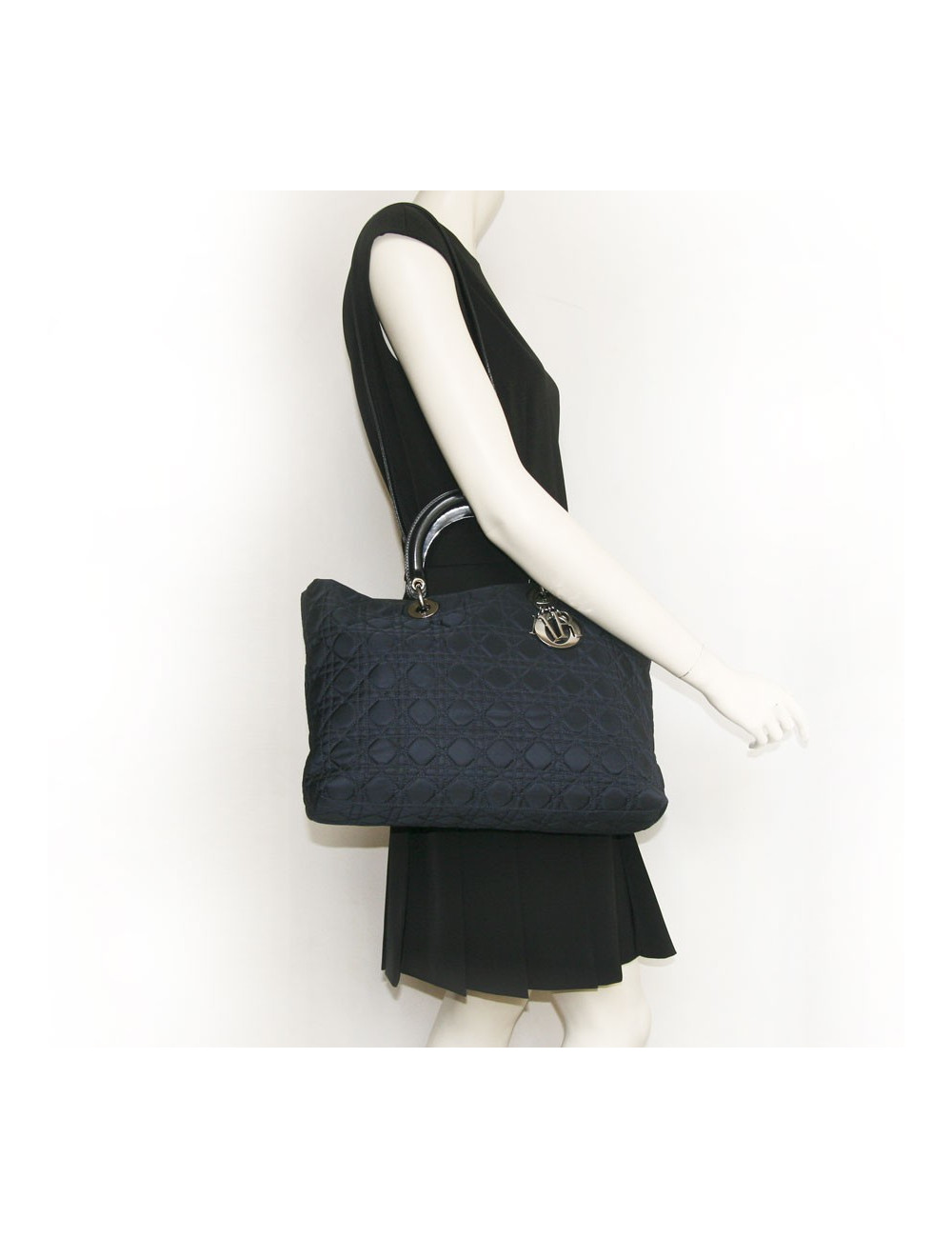 Sac Lady Dior de DIOR en tissu bleu marine