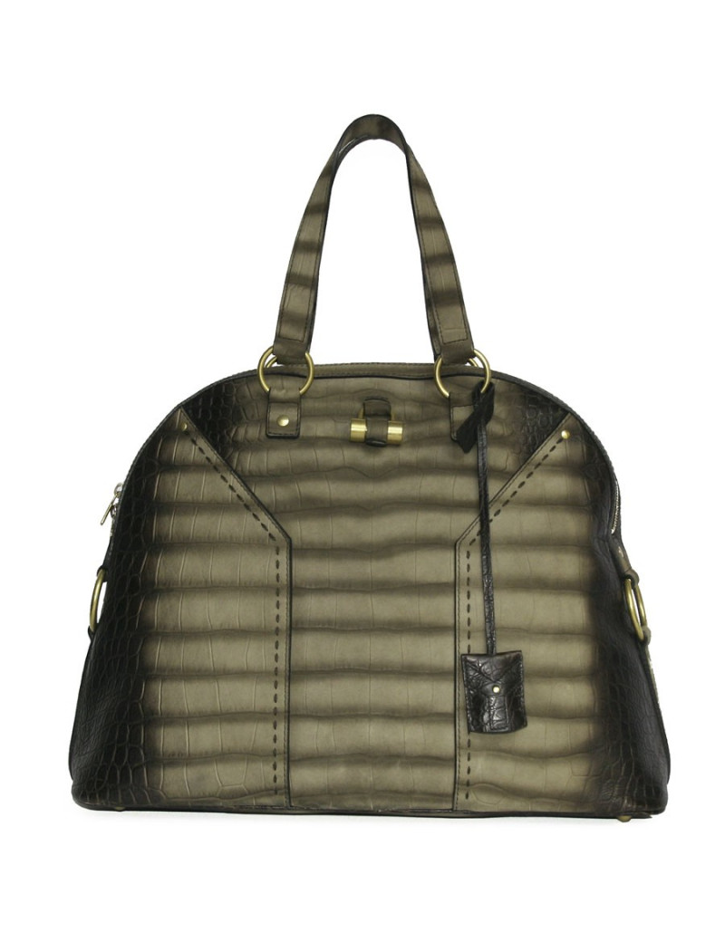 Sac Muse YVES SAINT LAURENT cuir marron façon croco 