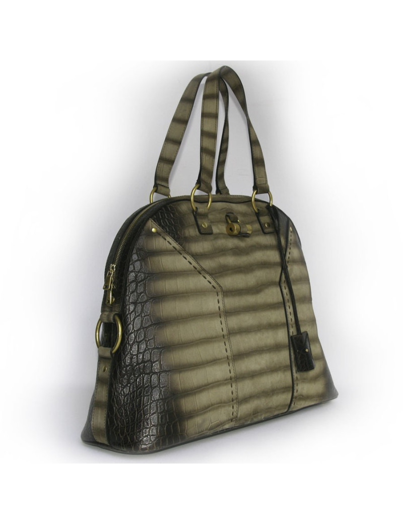 Sac Muse CÉLINE cuir marron façon croco 