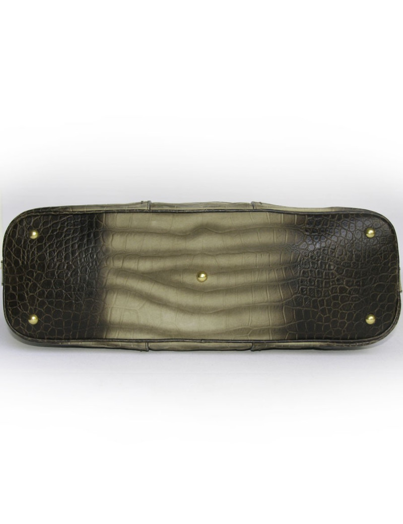 Sac Muse YVES SAINT LAURENT cuir marron façon croco 