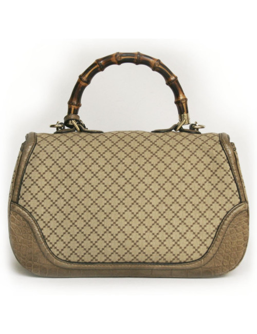 Sac Bamboo GUCCI GM en toile et crocodile
