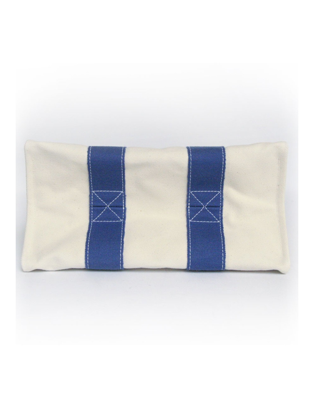 Sac HERMES en toile bicolore beige et bleu 