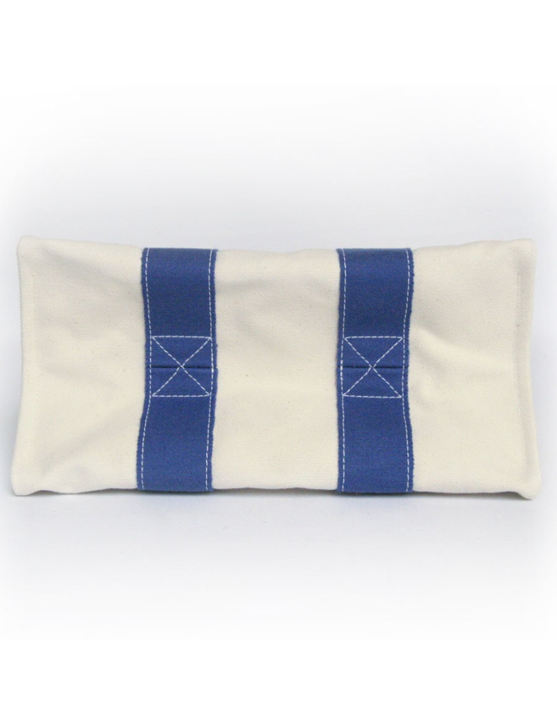 Sac HERMES en toile bicolore blanc et bleu 