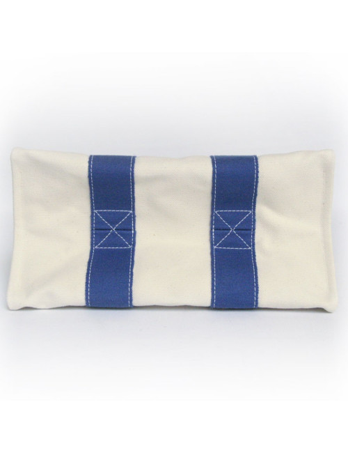 Sac HERMES en toile bicolore beige et bleu 