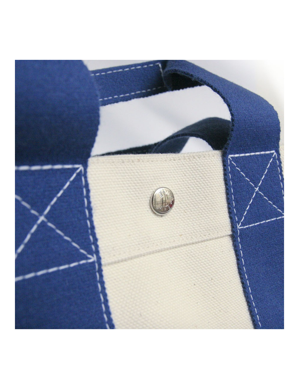 Sac HERMES en toile bicolore blanc et bleu 