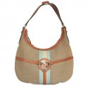 GUCCI bag in beige canvas and Ribbon blue and beige