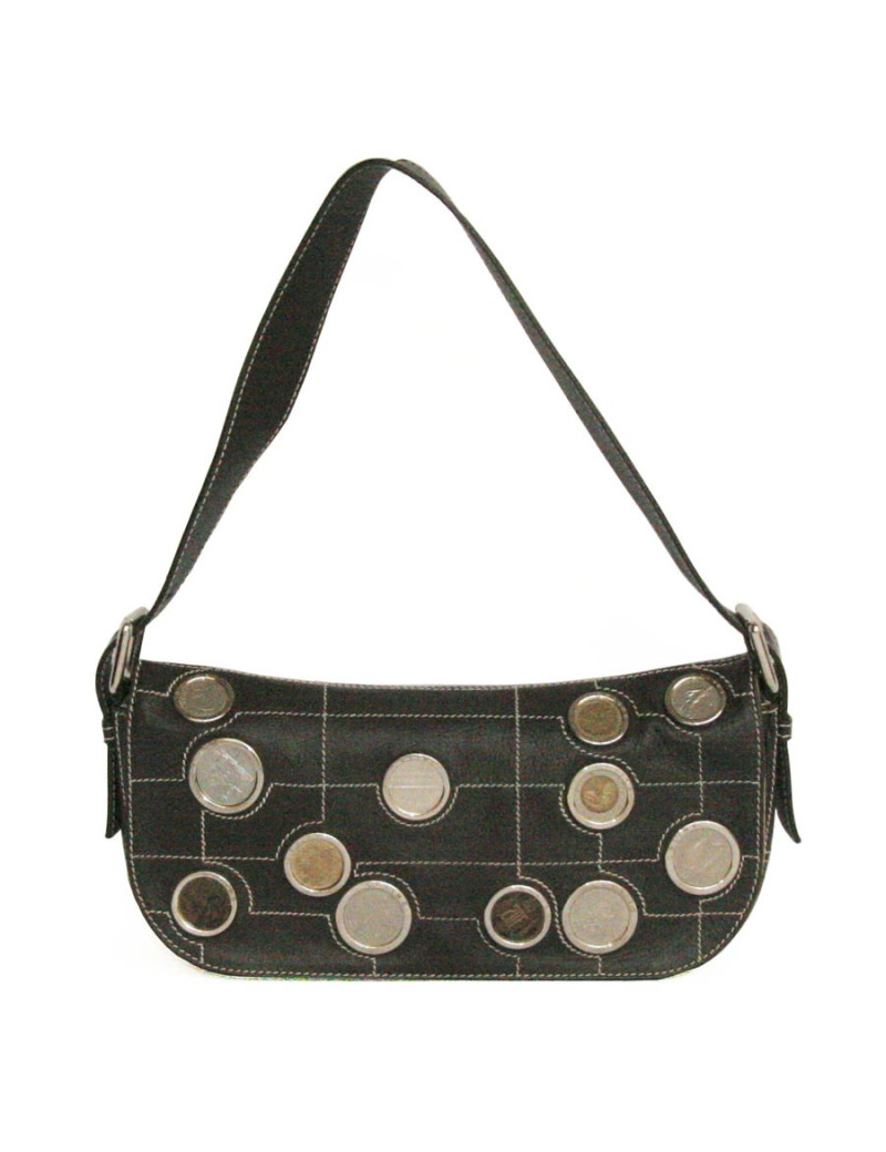 Sac CELINE collector cuir marron et pièces d'argent