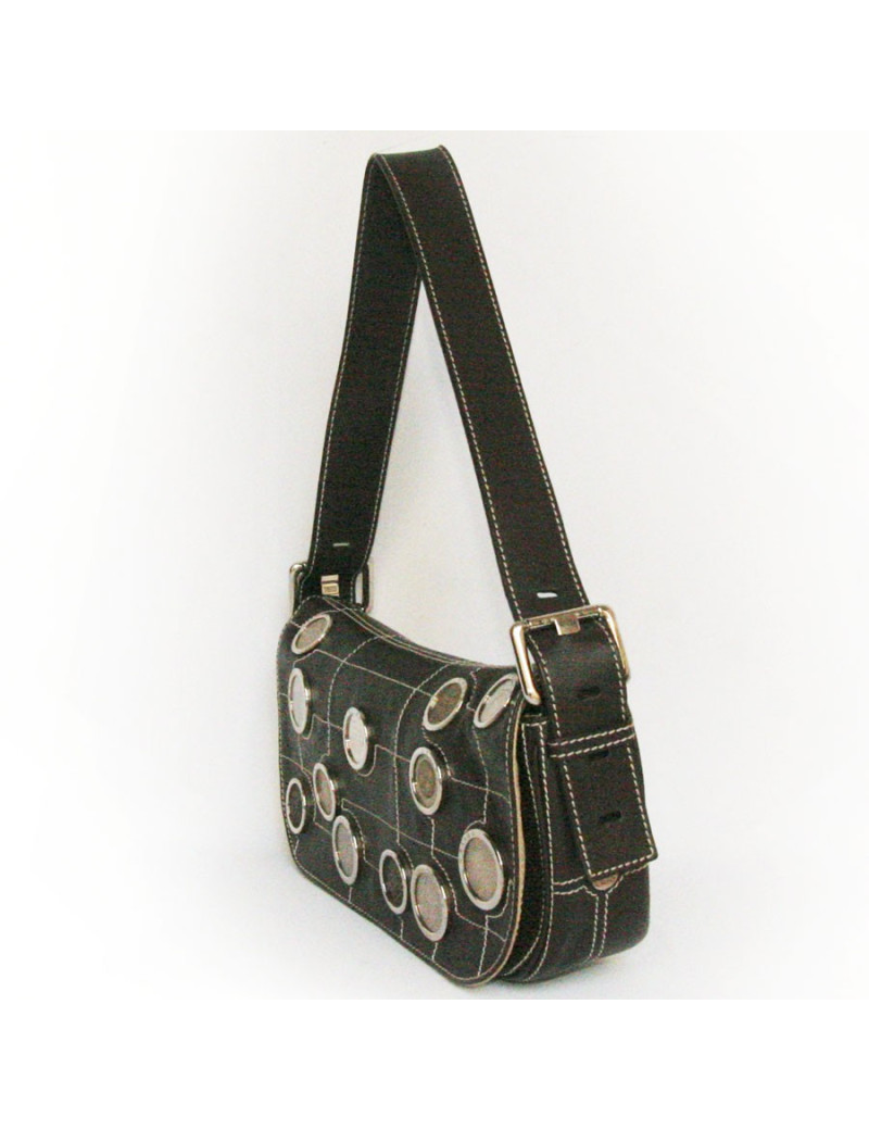 Sac CELINE collector cuir marron et pièces d'argent