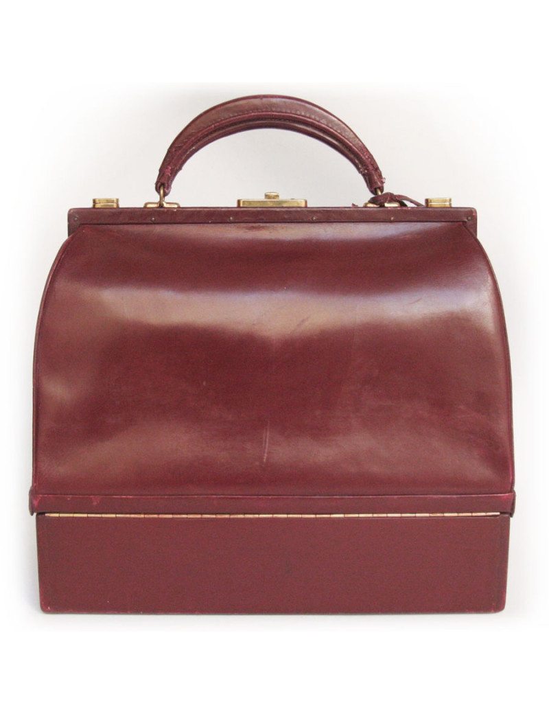 Sac  mallette HERMES  en box rouge H vintage