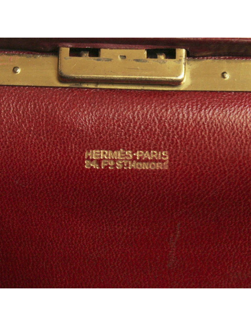 Sac mallette HERMES en box rouge H vintage