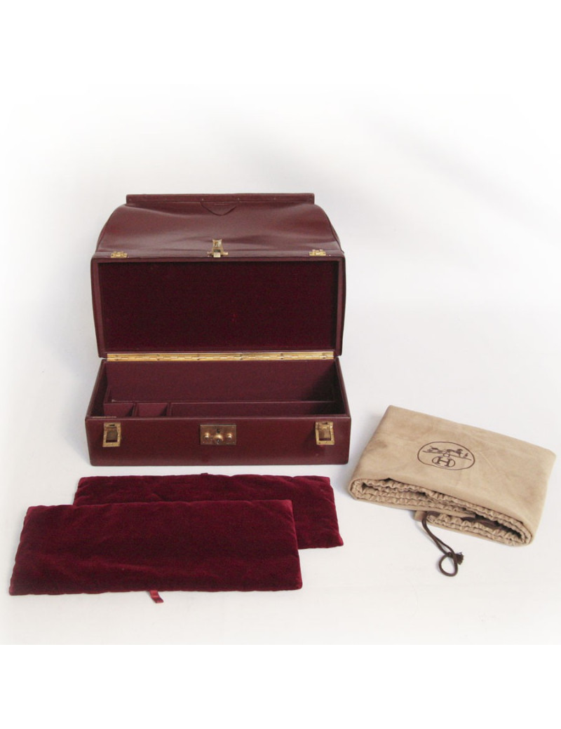 Sac mallette HERMES en box rouge H vintage