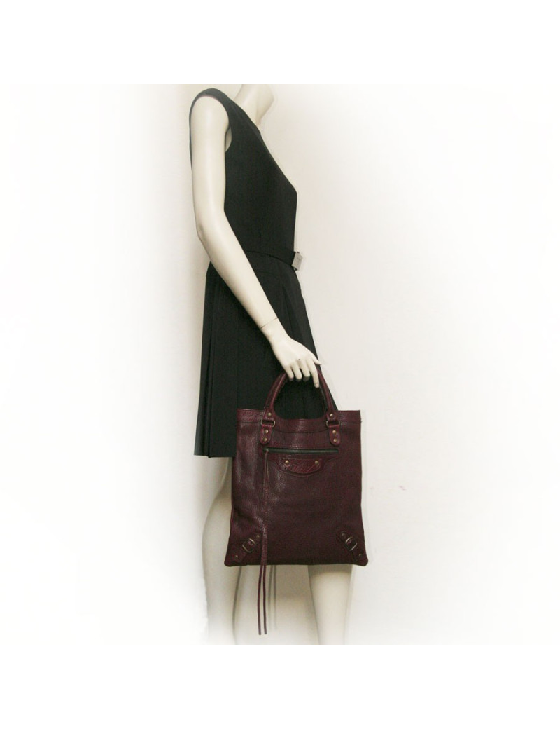 Sac cabas BALANCIAGA cuir bordeaux
