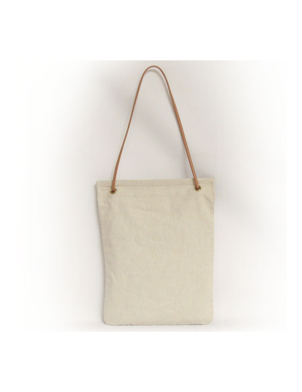 Sac HERMES en toile chevrons et cuir