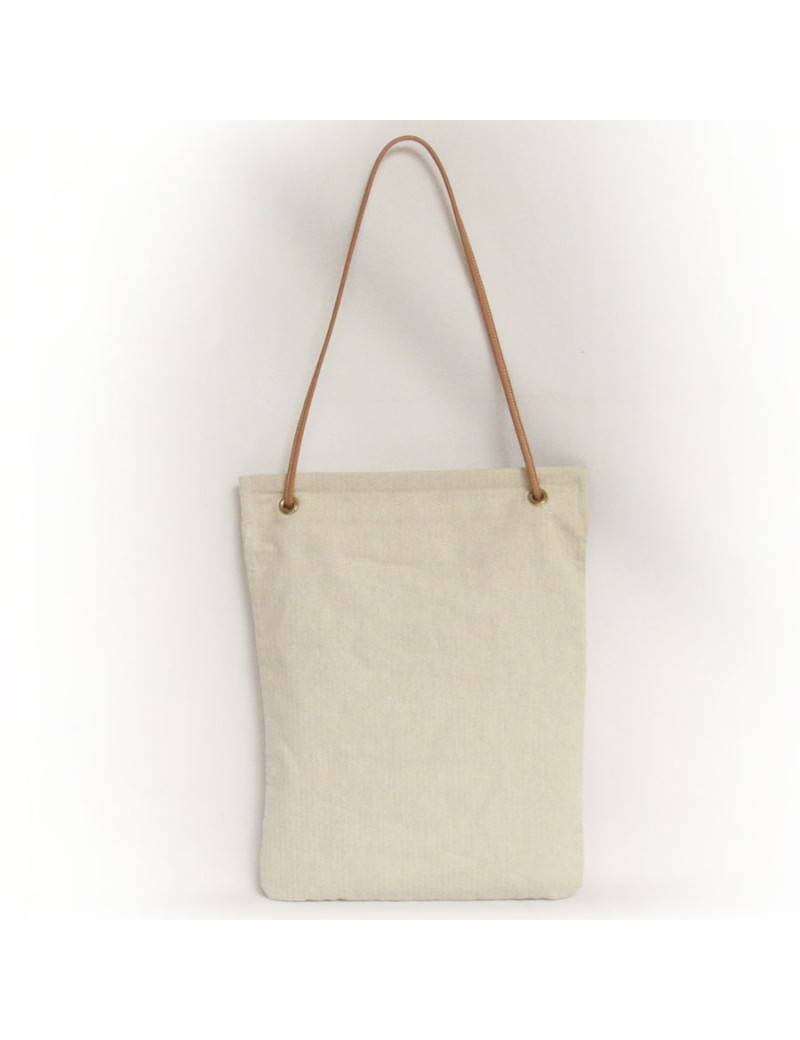 Sac HERMES en toile chevron et cuir