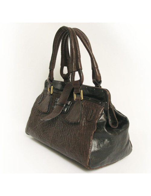 Sac CHLOE en cuir bicolore marron