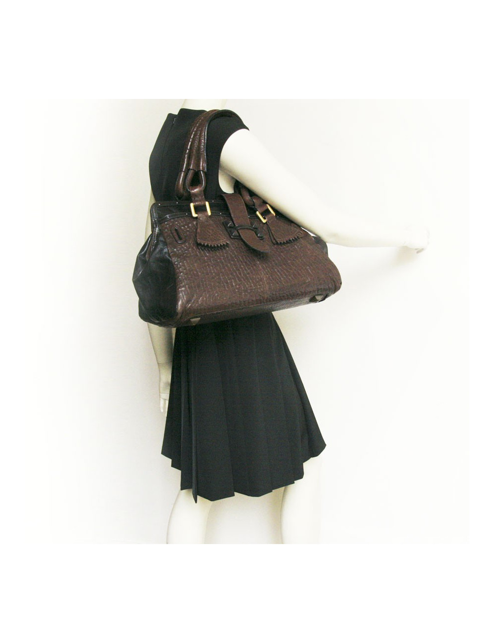 Sac CHLOE en cuir bicolore marron