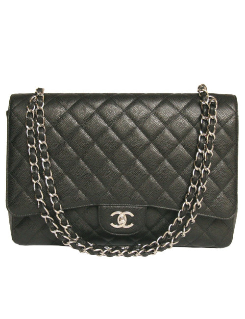 Sac maxi  jumbo CHANEL  veau grainé noir