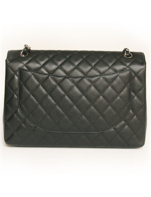 Sac maxi jumbo CHANEL veau grainé noir