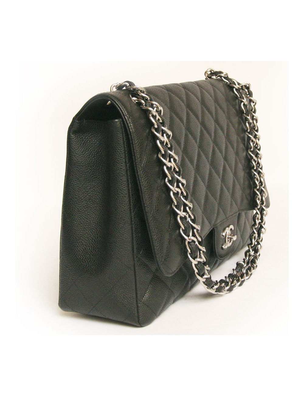 Sac maxi  jumbo CHANEL  veau grainé noir