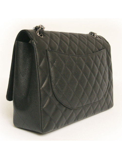 Sac maxi jumbo CHANEL veau grainé noir