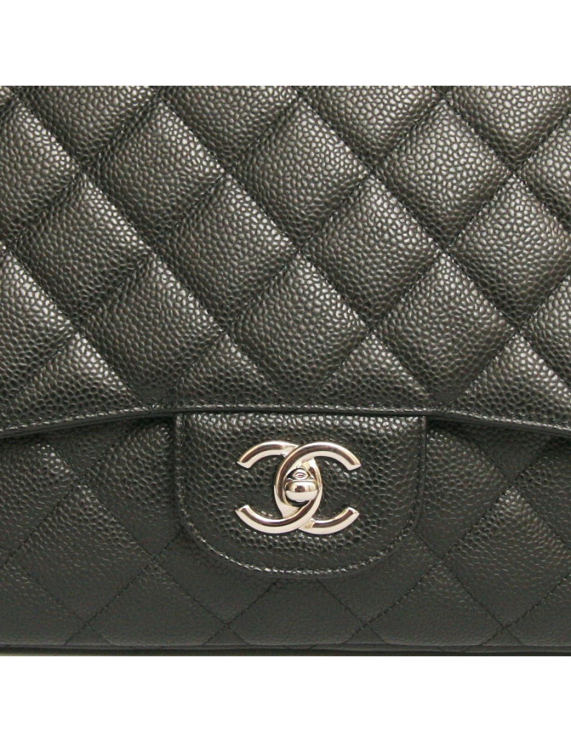 Sac maxi jumbo CHANEL veau grainé noir