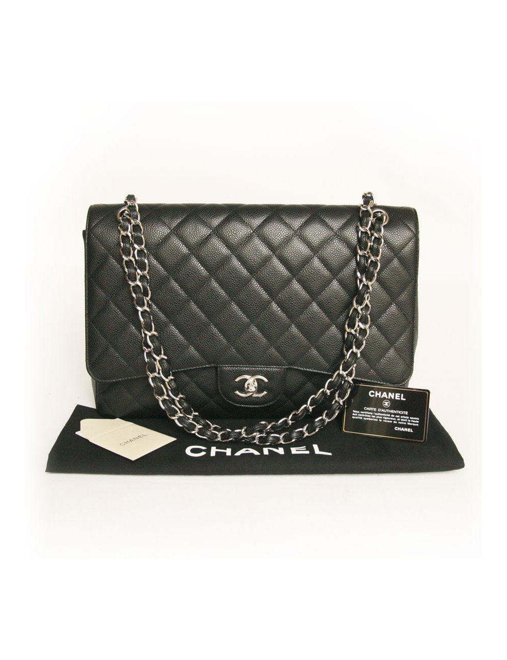 Sac maxi  jumbo CHANEL  veau grainé noir