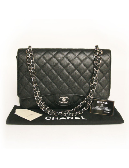 Sac maxi  jumbo CHANEL  veau grainé noir
