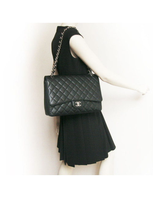 Sac maxi  jumbo CHANEL  veau grainé noir