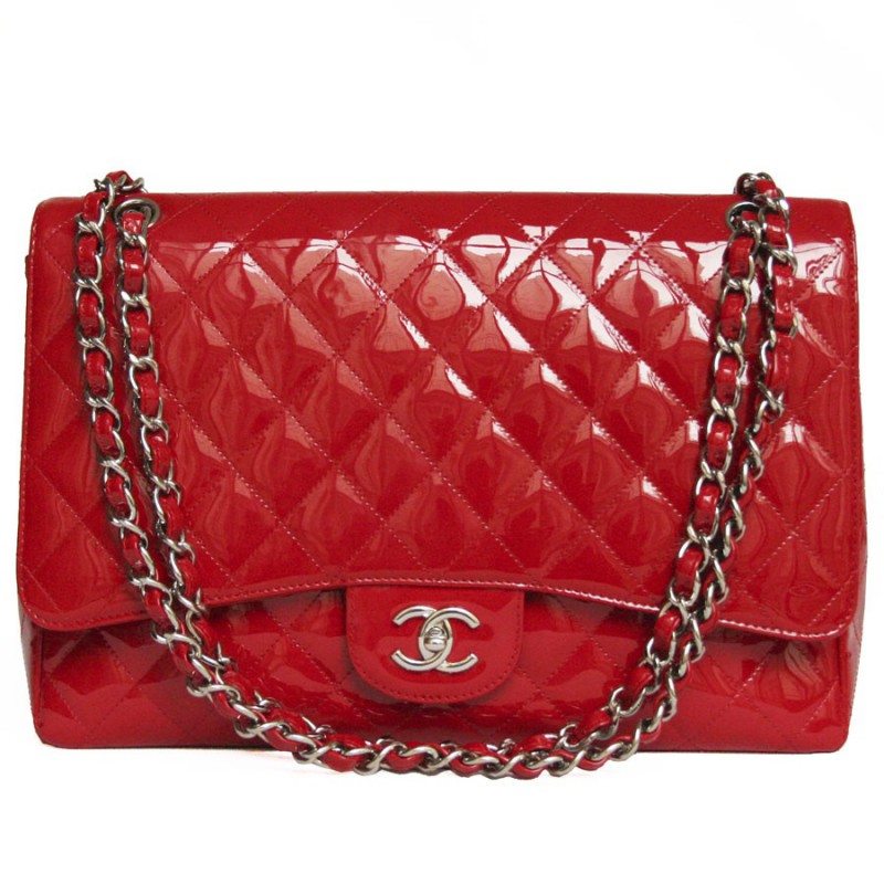 Chanel Red Quilted Leather Maxi Chain Around Flap Bag Chanel