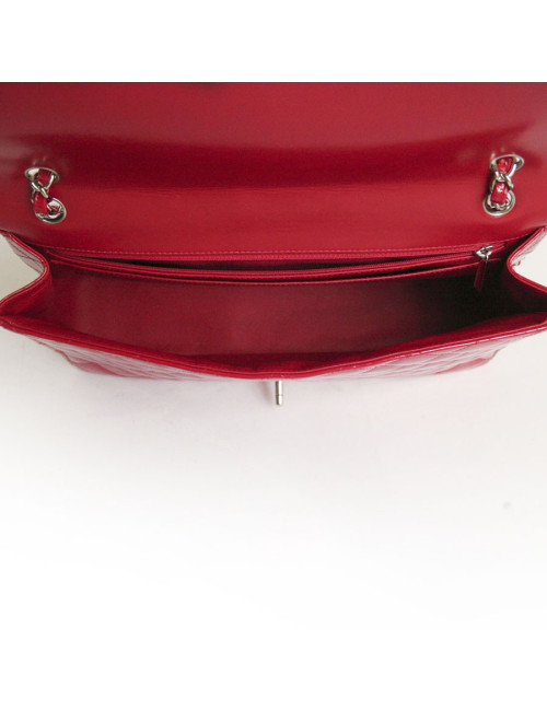 Sac maxi jumbo  CHANEL cuir verni rouge