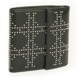 DIOR wallet in black leather and silver nails