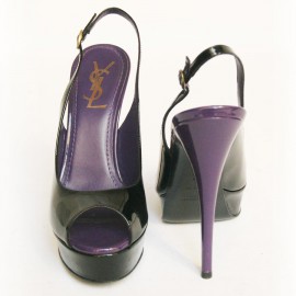YVES SAINT LAURENT T 37 purple patent leather sandals