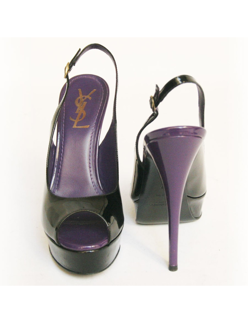 Sandales YVES SAINT LAURENT T 37  cuir verni violet