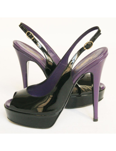 Sandales YVES SAINT LAURENT T 37  cuir verni violet 2
