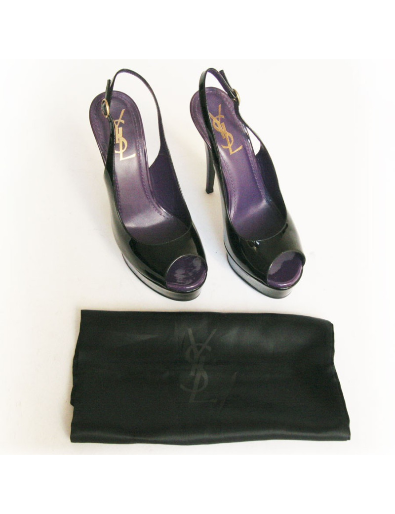Sandales YVES SAINT LAURENT T 37  cuir verni violet