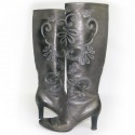 BOTTEGA VENETA T38.5 embroidered gray leather boots