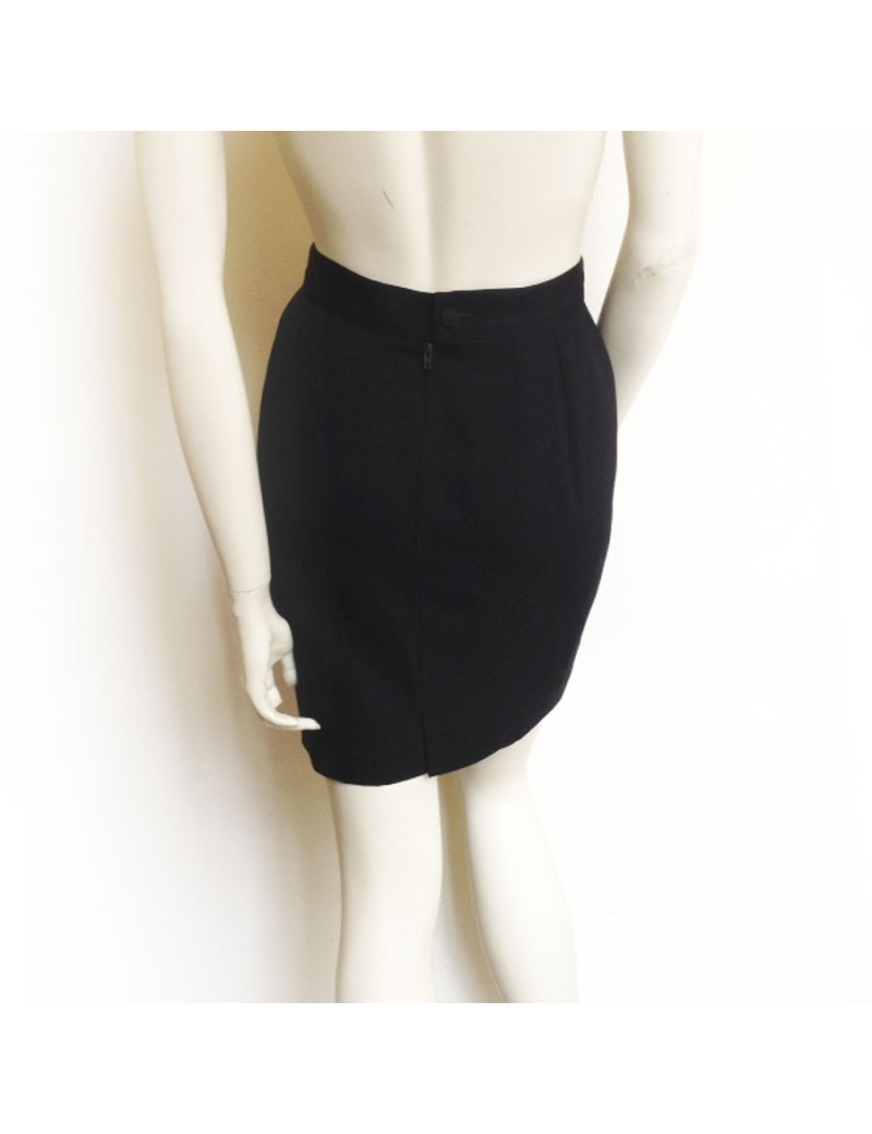 Mini jupe crayon EMMANUEL KHANH en nylon noir T34