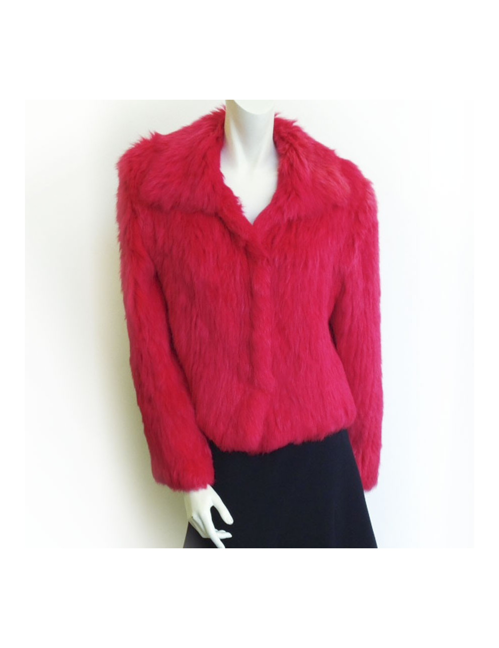 Veste YVES SALOMON en lapin rose fuschia T42
