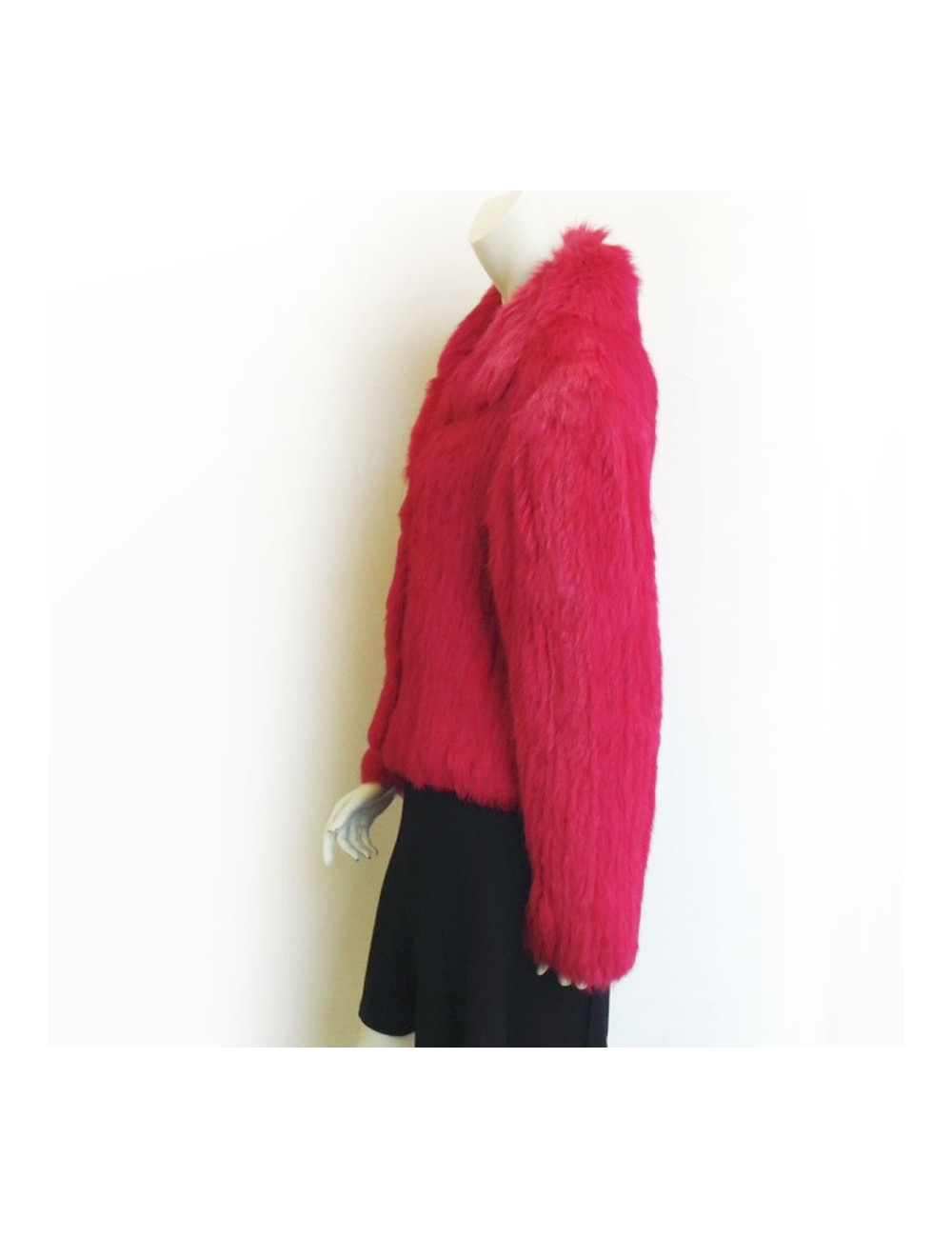 Veste YVES SALOMON en lapin rose fuschia T42