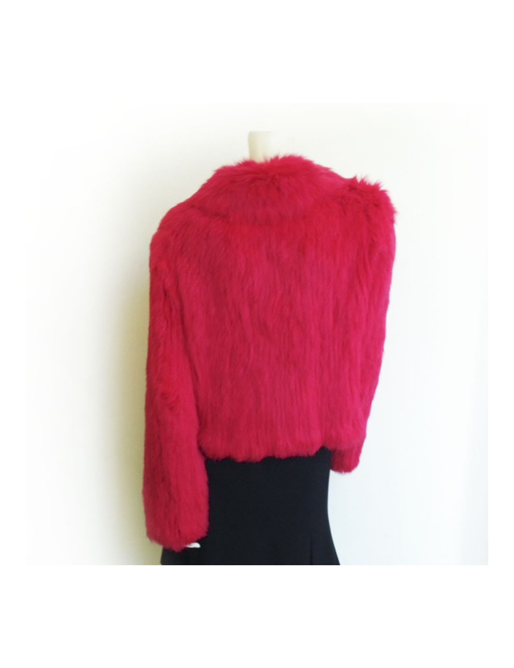 Veste YVES SALOMON en lapin rose fuschia T42
