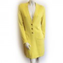 CHANEL T 42 yellow cashmere sweater dress