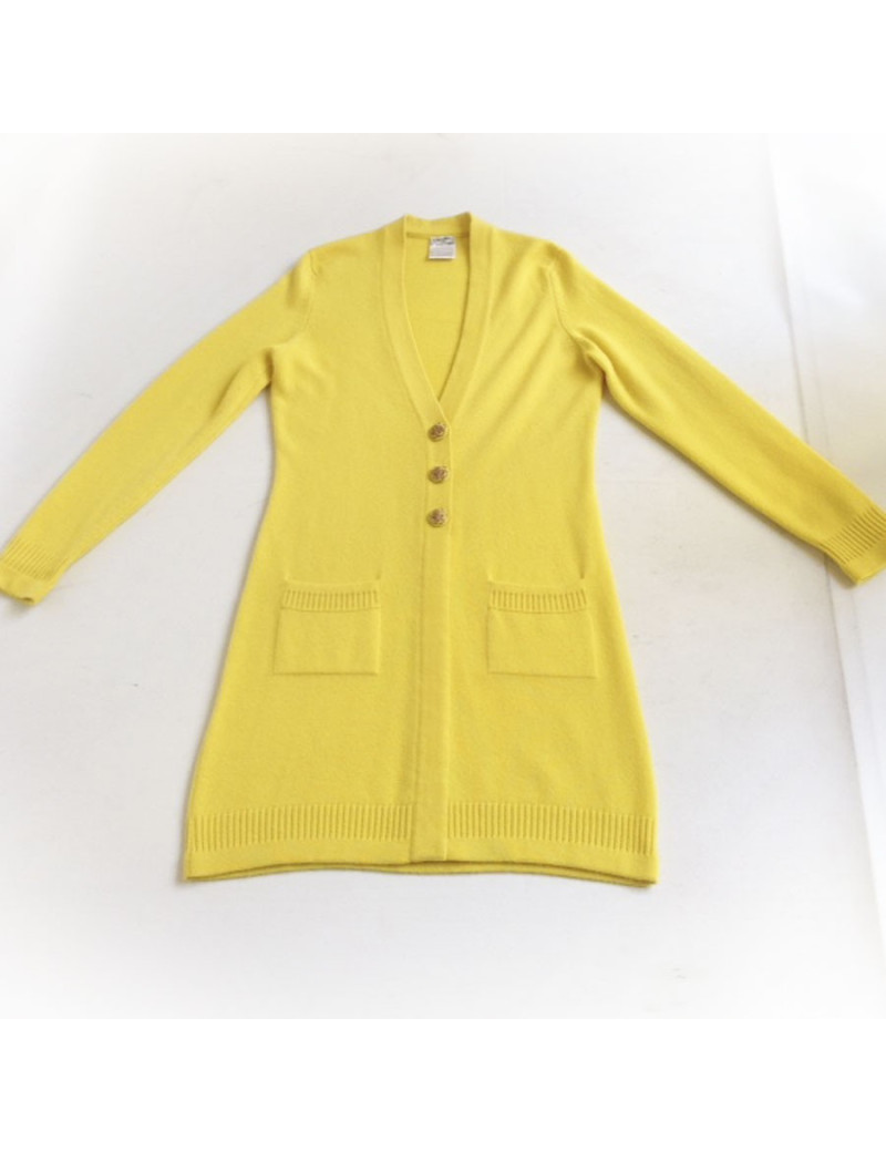 Robe pull CHANEL  T 42 cachemire jaune