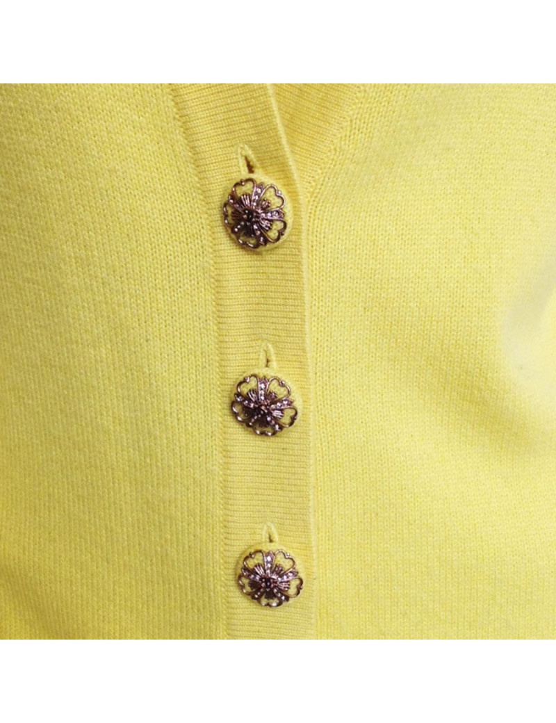 Gilet long CHANEL  T 42 cachemire jaune