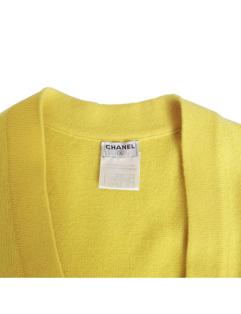 Gilet long CHANEL  T 42 cachemire jaune