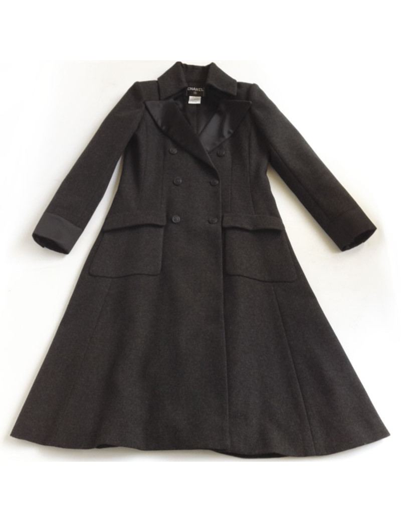 Manteau CHANEL gris en laine