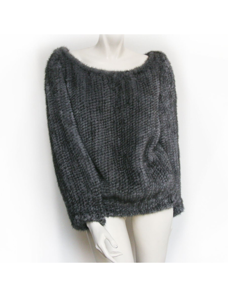 Pull large T U vison tricoté gris perle