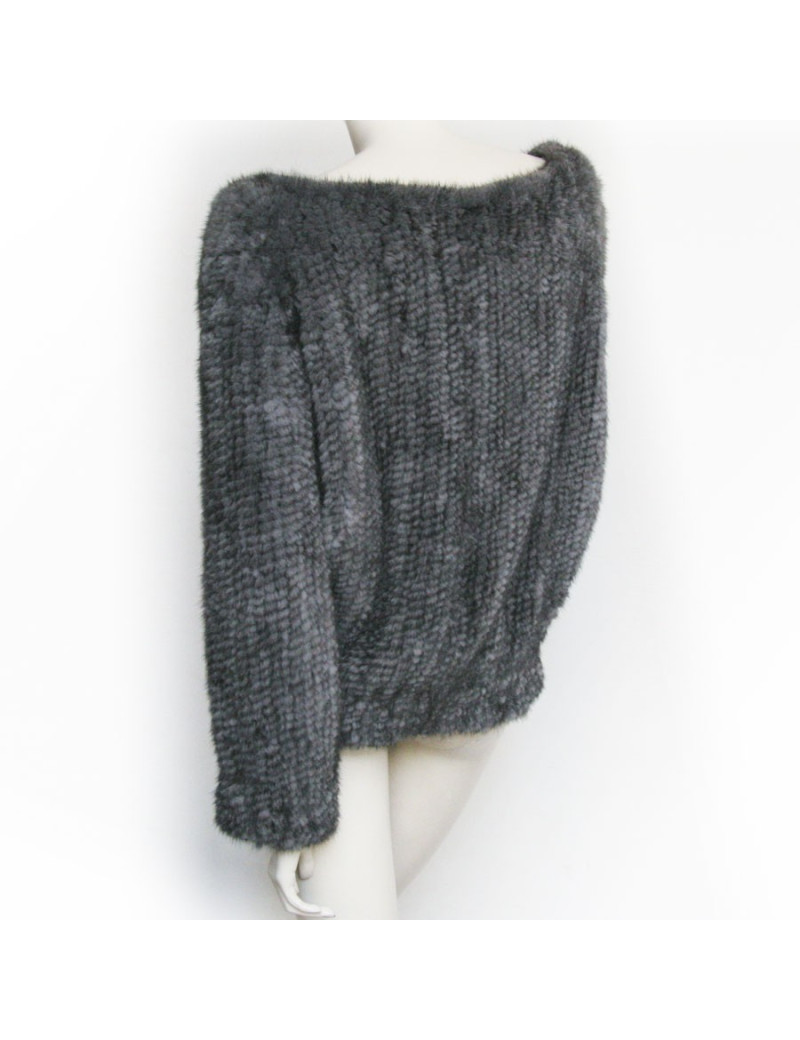 Pull large T U vison tricoté gris perle