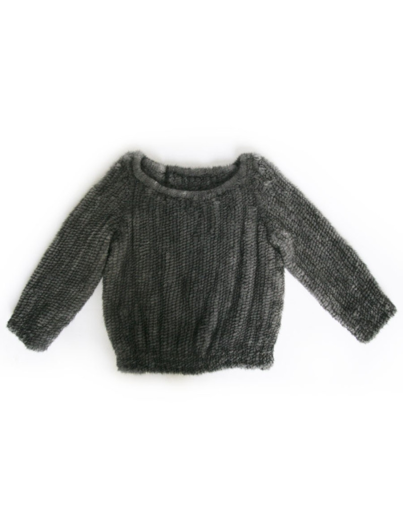 Pull large T U vison tricoté gris perle