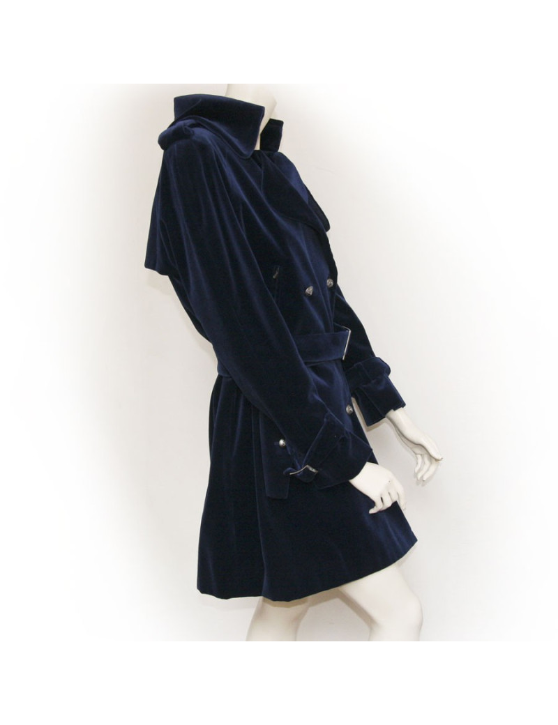 Manteau CHANEL en coton bleu marine T42